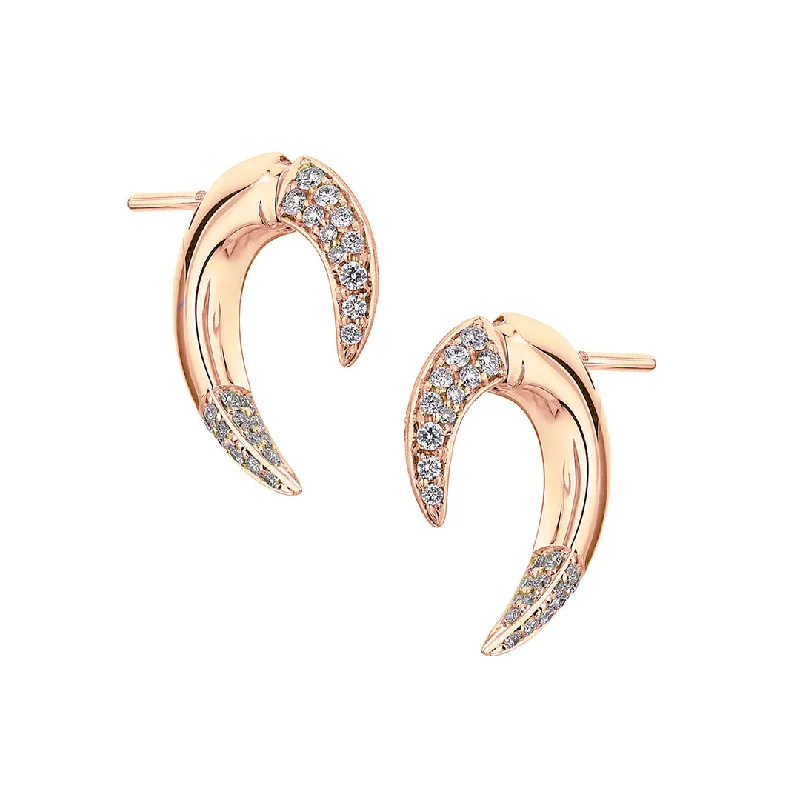 Hoop earrings with hammered textures for a boho-chic and rustic vibe-Talon Fine Earrings - 18ct Rose Gold & White Diamond