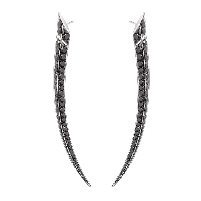 Hoop earrings with intricate designs for a unique and artistic appearance-Sabre Fine Large Earrings - 18ct White Gold & Black Diamond