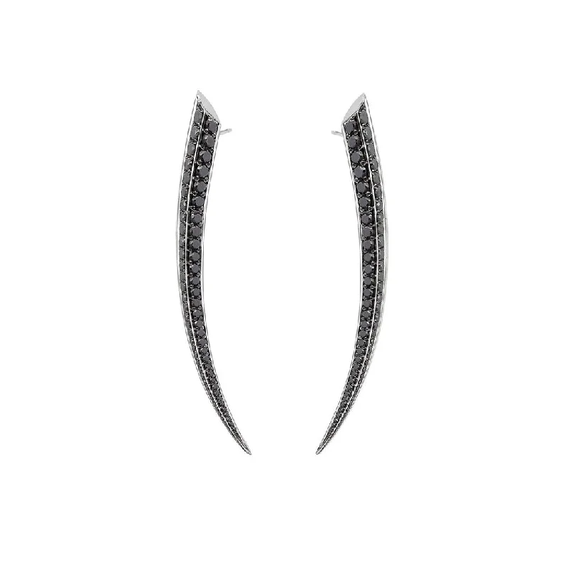 Best hoop earrings with asymmetrical designs for a fashion-forward, avant-garde look-Sabre Fine Medium Earrings - 18ct White Gold & Black Diamond