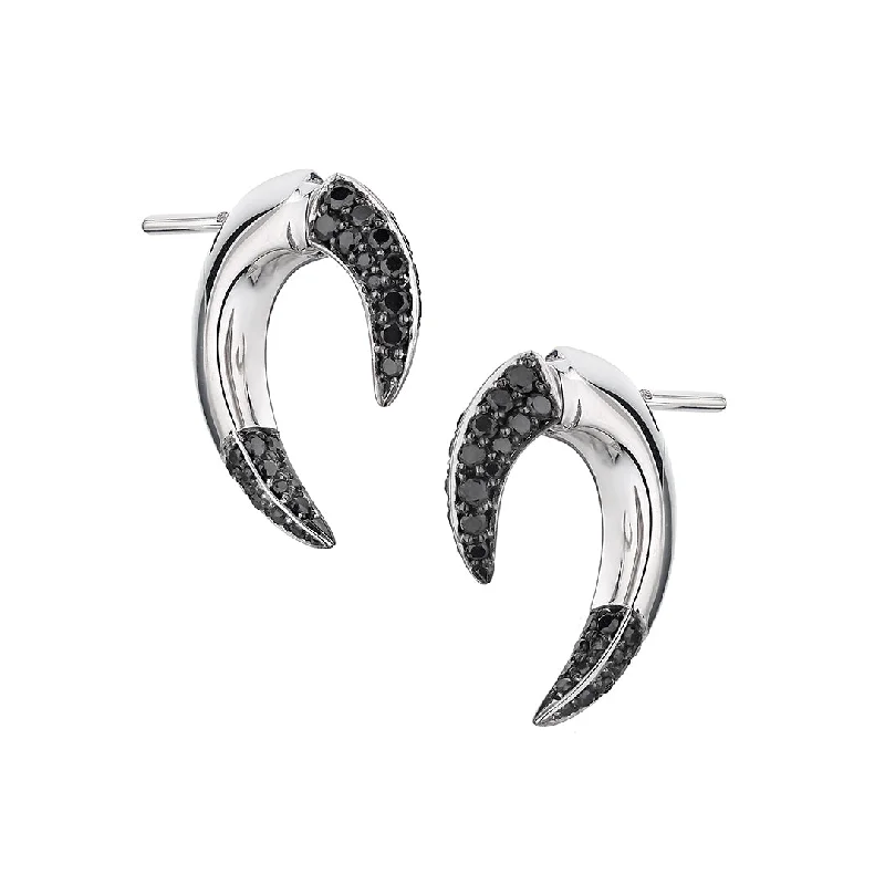 Best hoop earrings with oval shapes for a unique and elongated design-Talon Fine Earrings - 18ct White Gold & Black Diamond