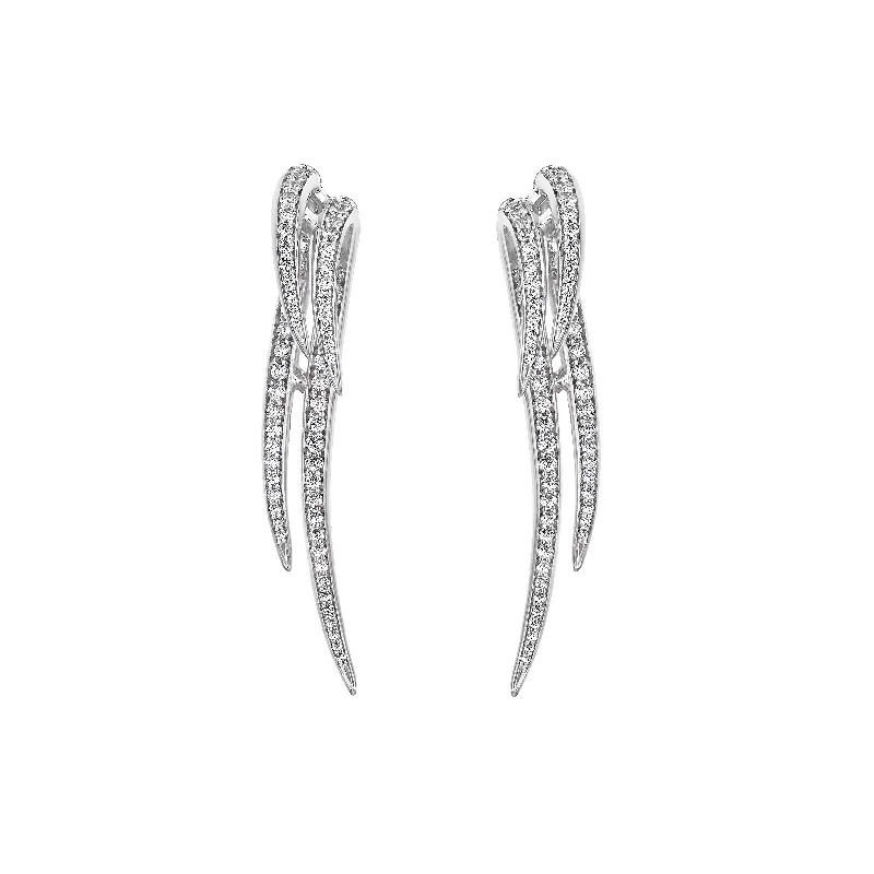 Best hoop earrings with vintage-style detailing for a nostalgic and timeless look-Armis Double Hook Earrings - 18ct White Gold & Diamond Pavé