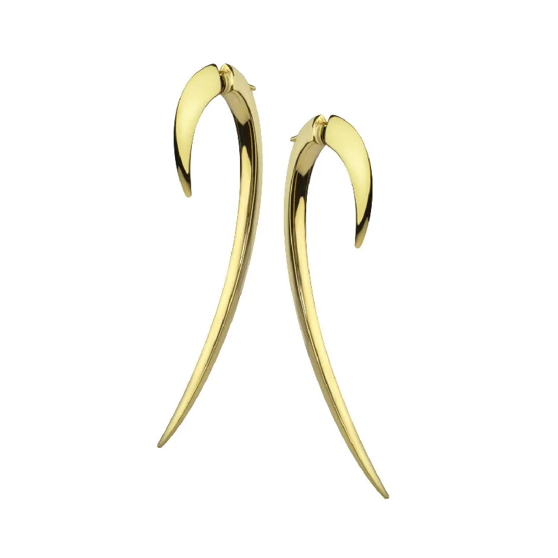 Hoop earrings with twisted metal designs for a dynamic and modern style-Hook Fine Large Earrings - 18ct Yellow Gold