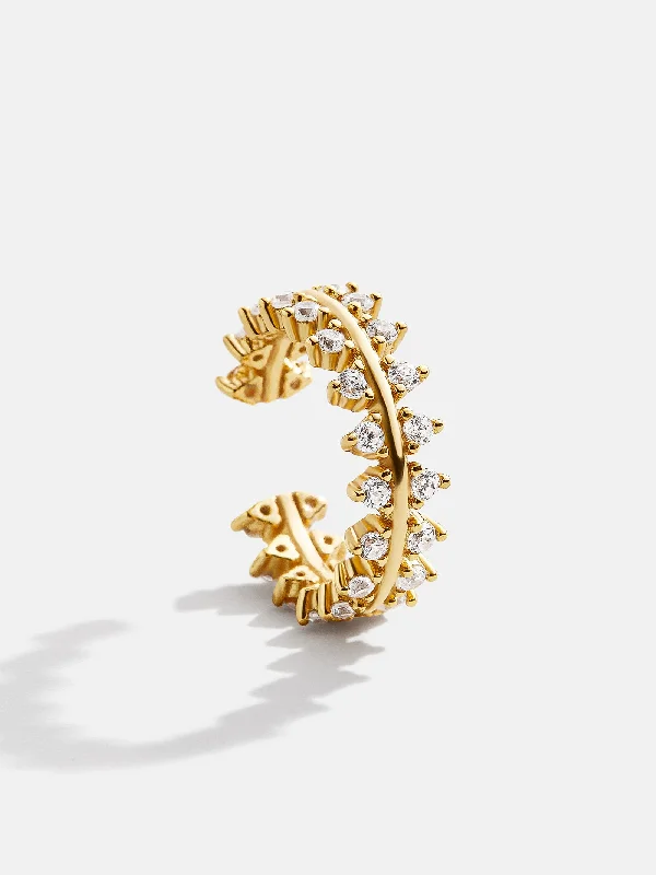 Hoop earrings with faceted crystals for added sparkle and shine-Victoria 18K Gold Ear Cuff - Gold/Pavé