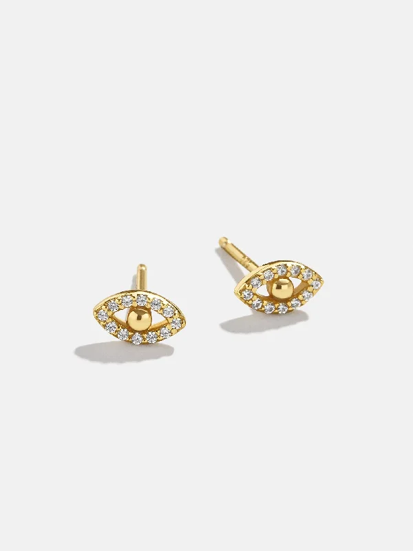 Best hoop earrings with tribal designs for a cultural and exotic aesthetic-Silma 18K Gold Earrings - Mini Evil Eye