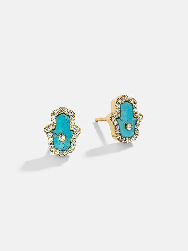 Best hoop earrings with Swarovski crystals for added sparkle and luxury-Hamsa 18K Gold Earrings - Hamsa