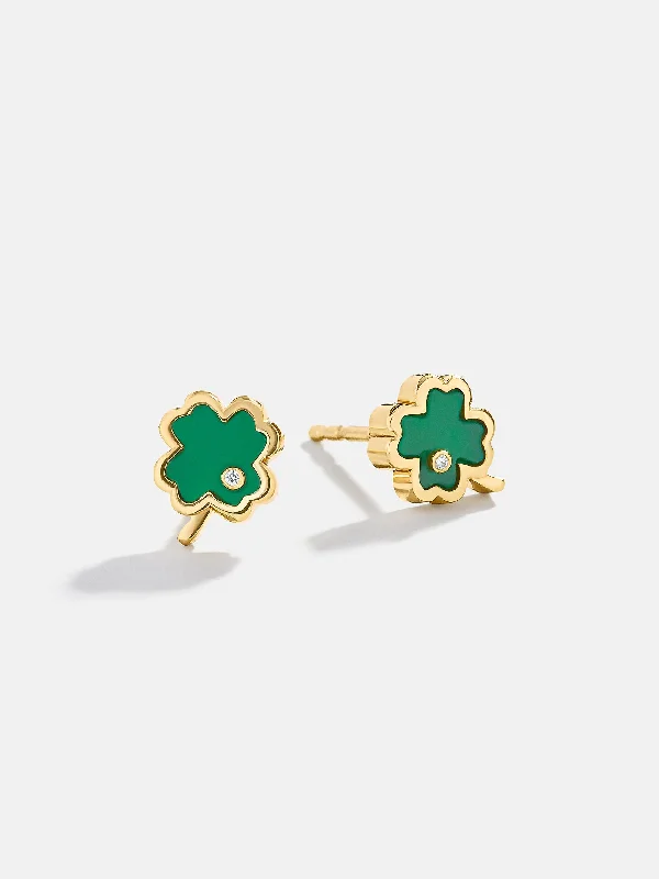 Hoop earrings with crescent moon shapes for a celestial and mystical appearance-18K Gold Four-Leaf Clover Earrings - Clover