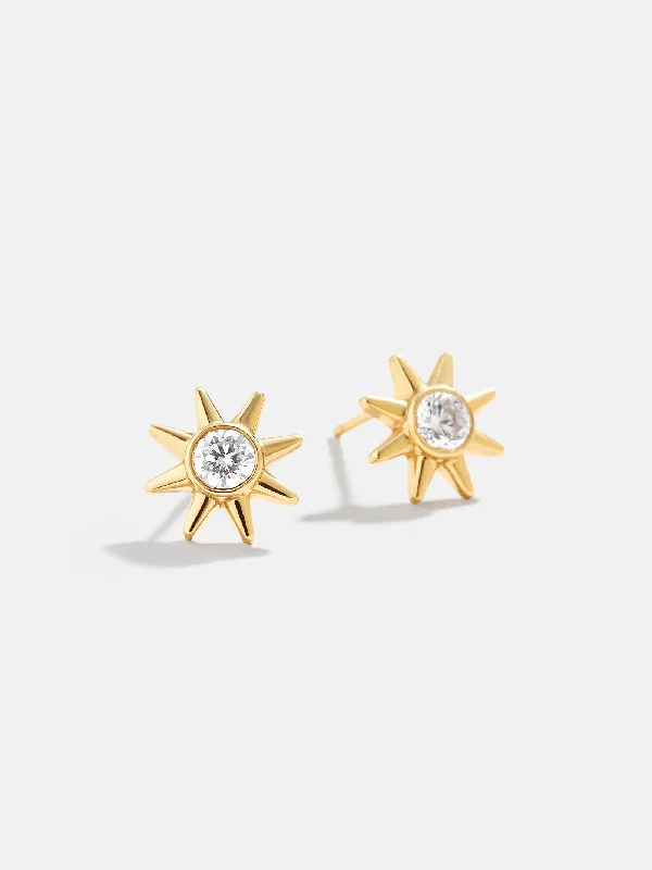 Hoop earrings with multi-tone finishes for a colorful and layered effect-18K Gold Sun Earrings - Gold/Pavé