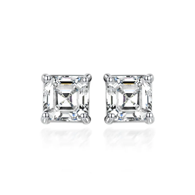 Classic hoop earrings with a thin profile for a sleek and subtle style-2 Carat Asscher Studs