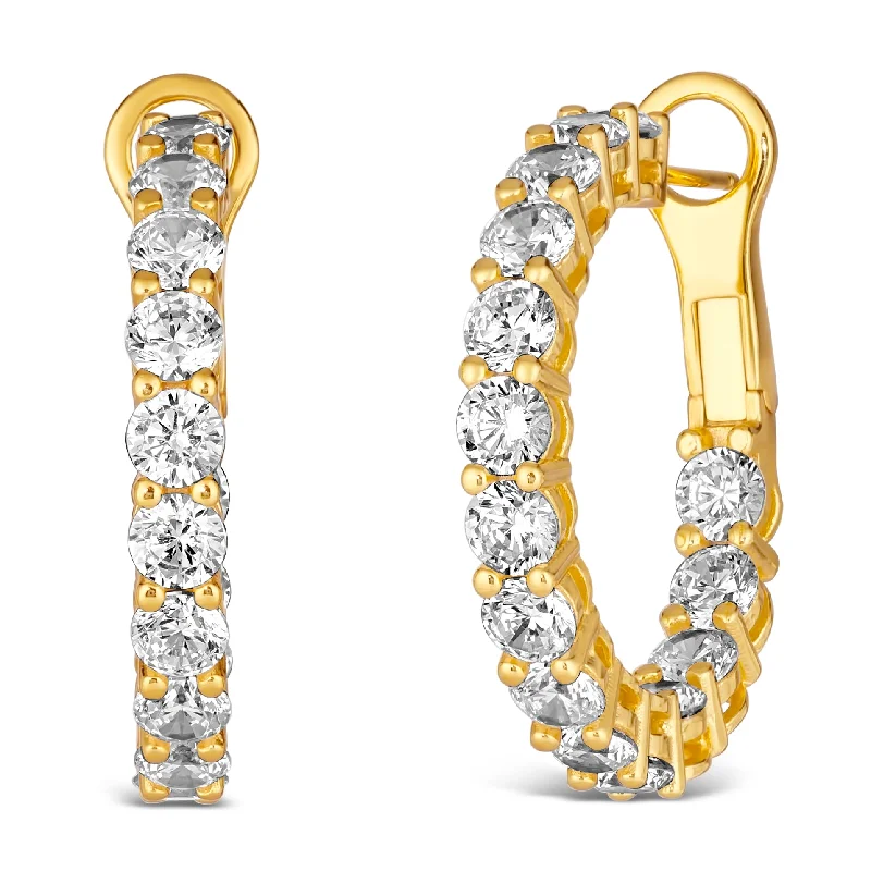 Best hoop earrings with geometric cuts for a sharp, modern appeal-3.75 Carat Inside Out Shared Prong Hoops