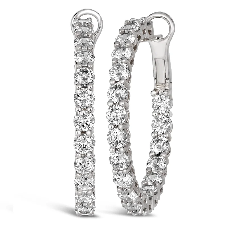 Best hoop earrings with asymmetrical designs for a fashion-forward, avant-garde look-4.50 Carat Inside Out Shared Prong Hoops