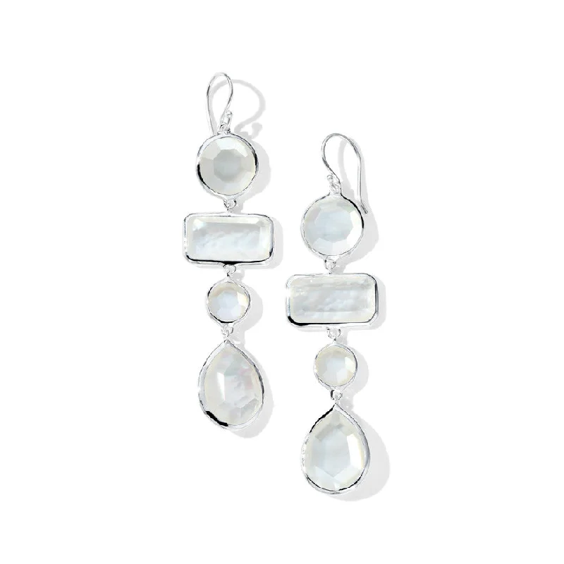 Hoop earrings with removable pendants for a versatile and customizable accessory-Large Mixed-Cut 4-Tier Earrings in Sterling Silver