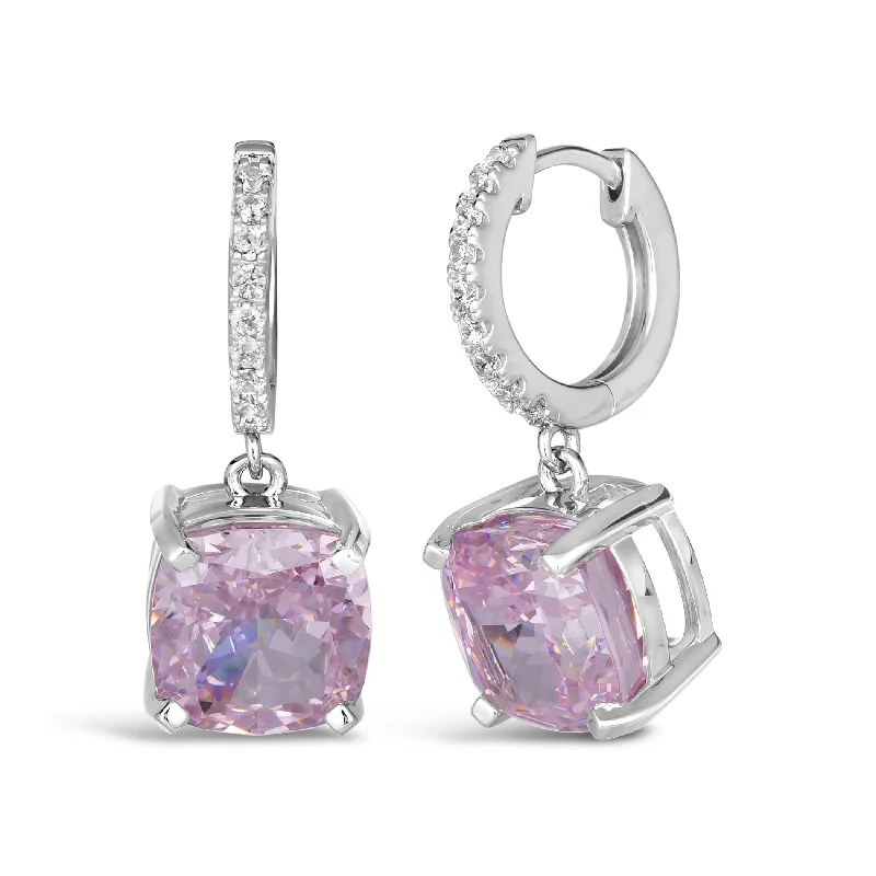 Hoop earrings with hearts for a sweet and romantic gesture-Bauble Drop 4 Carat Cushion Earrings