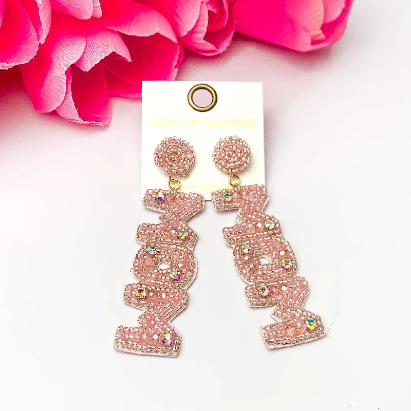 Best hoop earrings with Swarovski crystals for added sparkle and luxury-Beaded Mom Drop Earring with AB crystals in Rose Gold