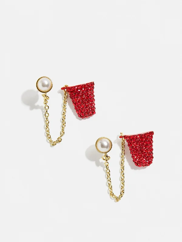 Best hoop earrings with geometric cuts for a sharp, modern appeal-Nothing But Cup Earrings - Red