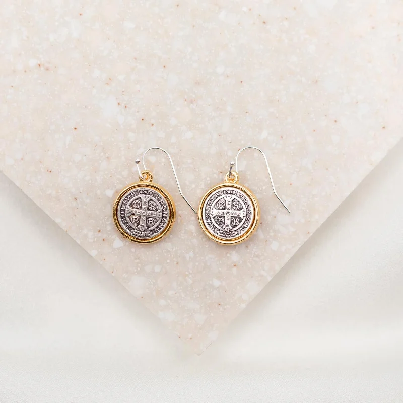 Best hoop earrings with gold for a luxurious and timeless look-Benedictine Blessing Gold Rim Earrings