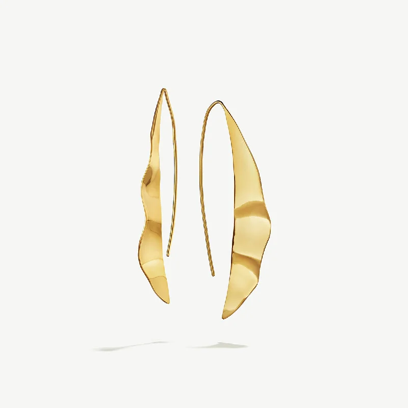 Hoop earrings with luxe velvet finishes for a rich and luxurious touch-Bidu Wave Threader Earrings