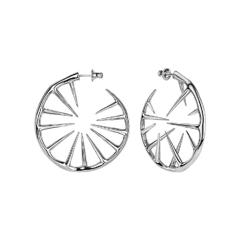 Best hoop earrings with snake chain details for a sleek and modern touch-Blackthorn Hoop Earrings - Silver