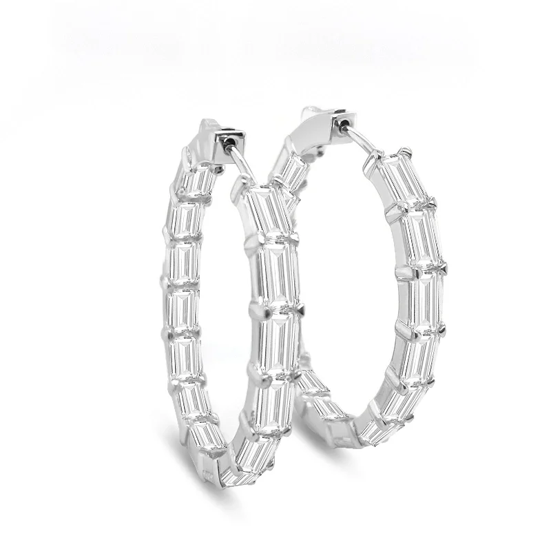 Hoop earrings with abstract wirework for an artistic, unique look-Brickell Oval Baguette Hoops