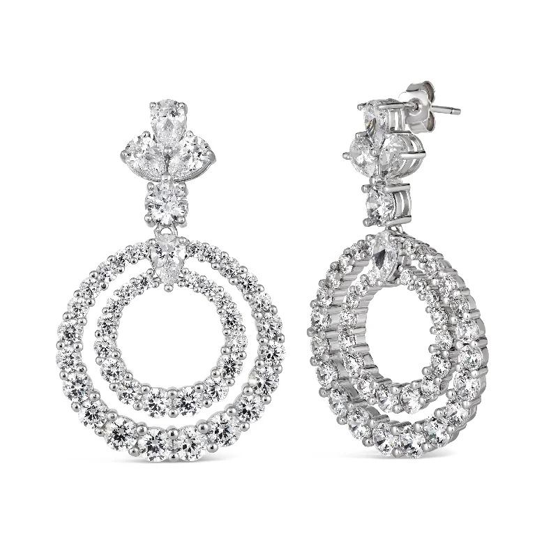 Best hoop earrings with vintage rhinestone embellishments for a retro-glam effect-Caliente Double Halo 5.50ctw Earrings