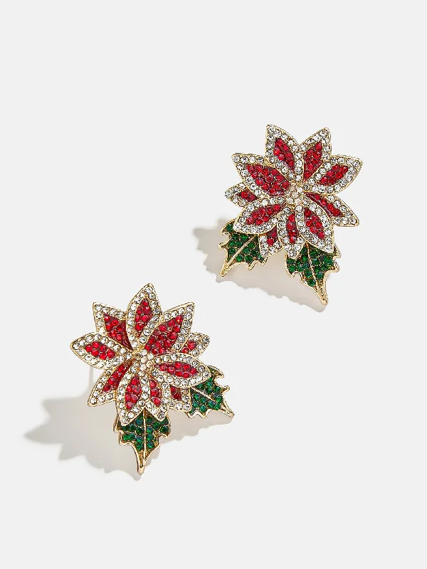 Hoop earrings with open designs for a modern, lighthearted vibe-Case In Poinsettia Earrings - Holiday Poinsettia