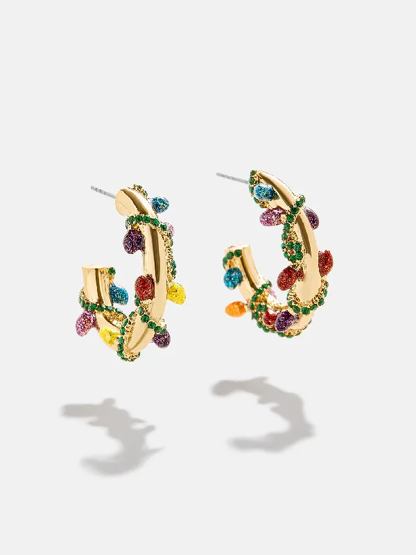 Hoop earrings with resin accents for a bold and colorful design-Merry & Bright Hoop Earrings - Gold/Multi