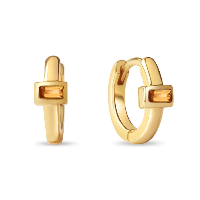 Hoop earrings with diamond-cut surfaces for added sparkle and shine-Citrine Huggie Hoops