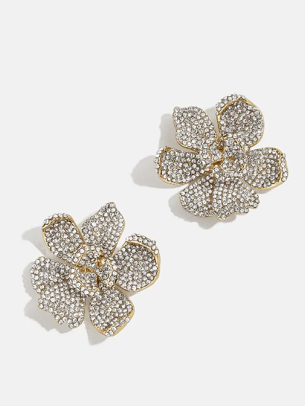 Hoop earrings with oversized pearl accents for a statement-making look-Daffodil Earrings - Gold/Pavé