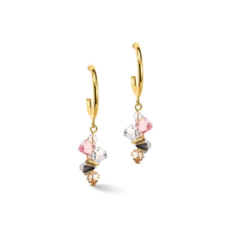 Hoop earrings with snake print designs for an edgy, wild appearance-Dancing Crystals earrings gold light rose