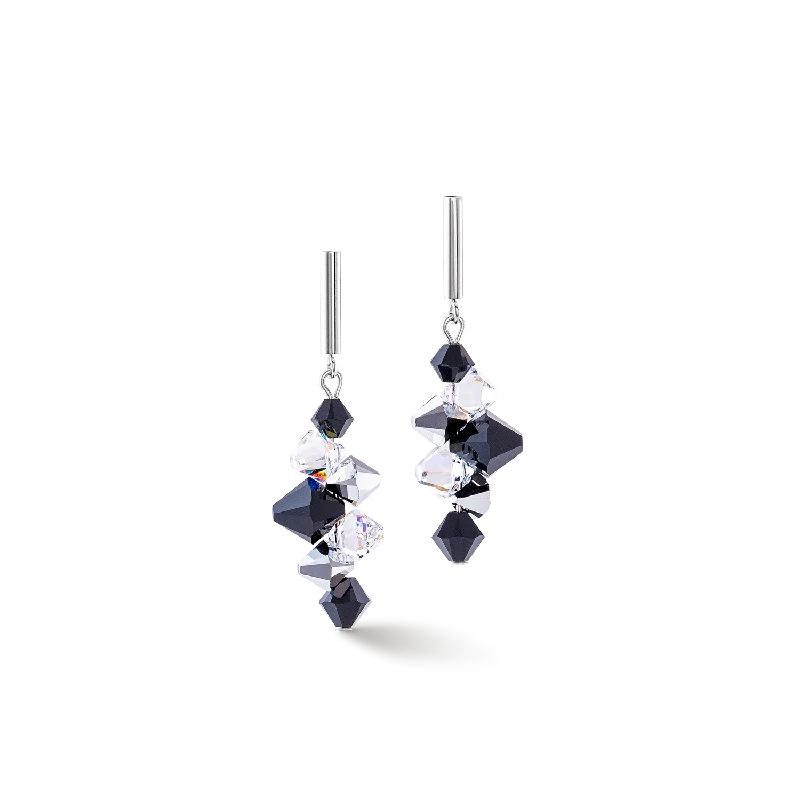 Best hoop earrings with marbled designs for a trendy and artistic effect-Dancing Crystals Update earrings silver-black