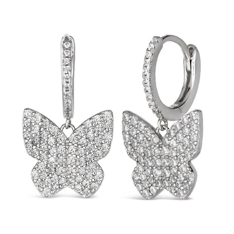 Hoop earrings with faceted crystals for added sparkle and shine-Diamond Essence Butterfly Earrings