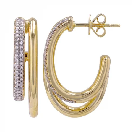 Best hoop earrings with baroque pearls for a luxurious and elegant vibe-Duo Diamond and Gold Hoops