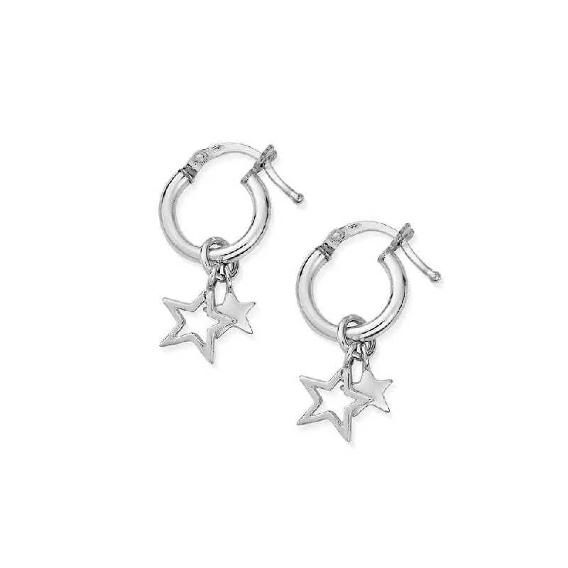 Hoop earrings with a chunky design for a bold and trendy statement-Double Star Small Hoop Earrings