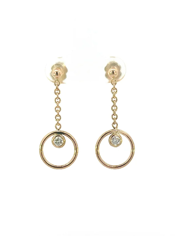 Hoop earrings with crescent moon shapes for a celestial and mystical appearance-Drop Circle 3mm Bezel Earrings