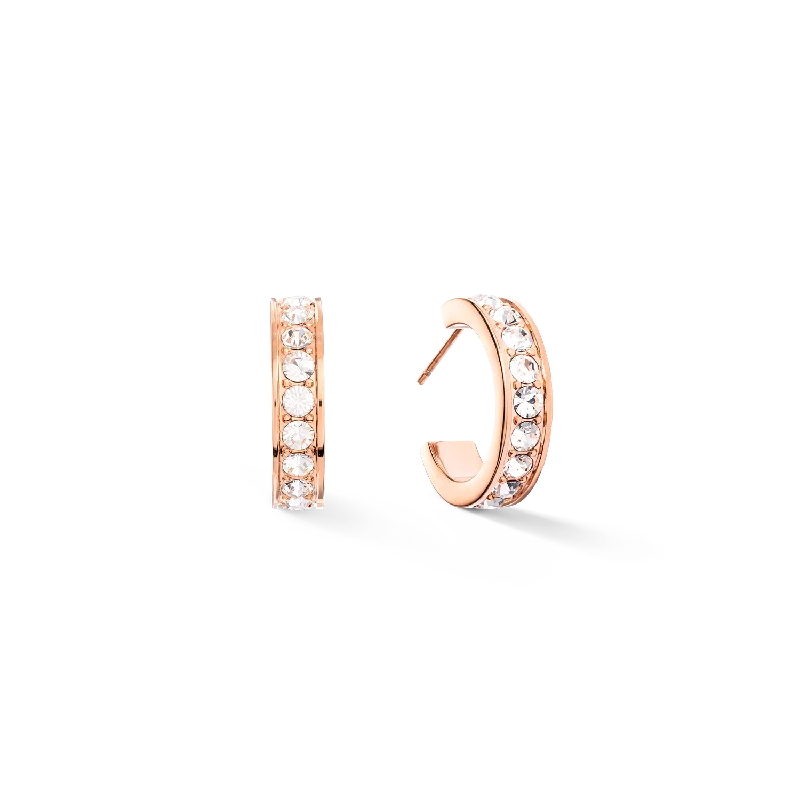 Best hoop earrings with textured silver for a rustic and organic finish-Earrings creole 20 stainless steel & crystals rose gold crystal