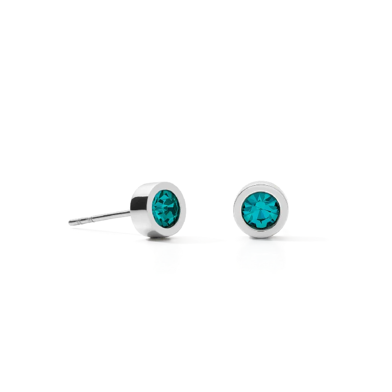 Hoop earrings with circle designs for a classic and timeless shape-Earrings Crystal & stainless steel silver turquoise