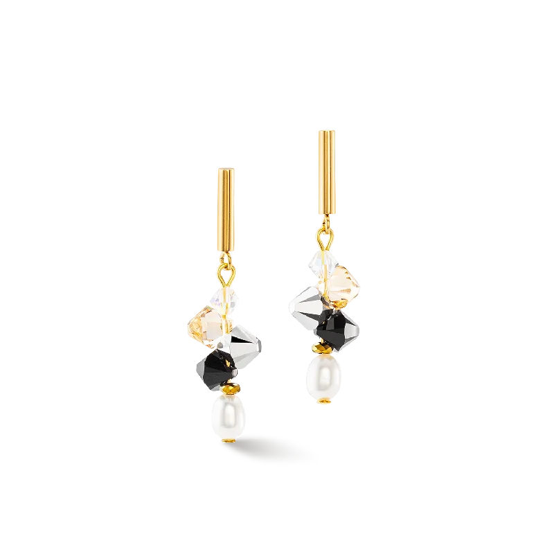 Best hoop earrings with multi-colored gemstones for a vibrant and lively touch-Earrings Dancing Crystals & Pearls silver-black