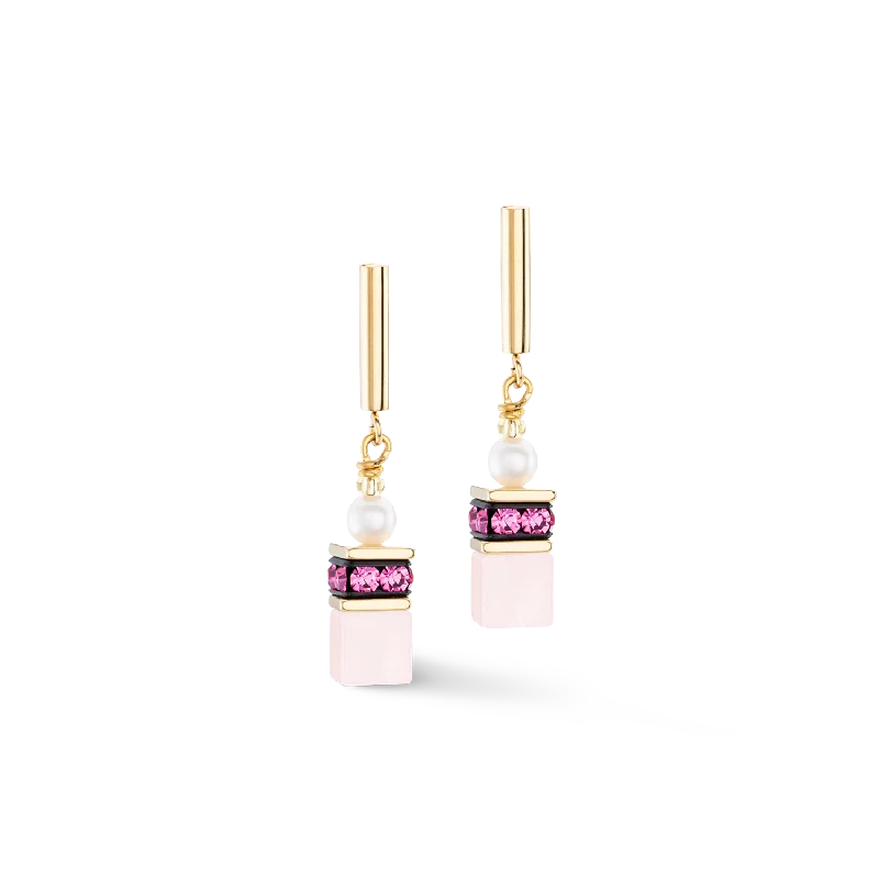 Best hoop earrings with blackened metal for an edgy and bold appearance-Earrings GeoCUBE® Fusion Precious Pearl Mix gold-pink