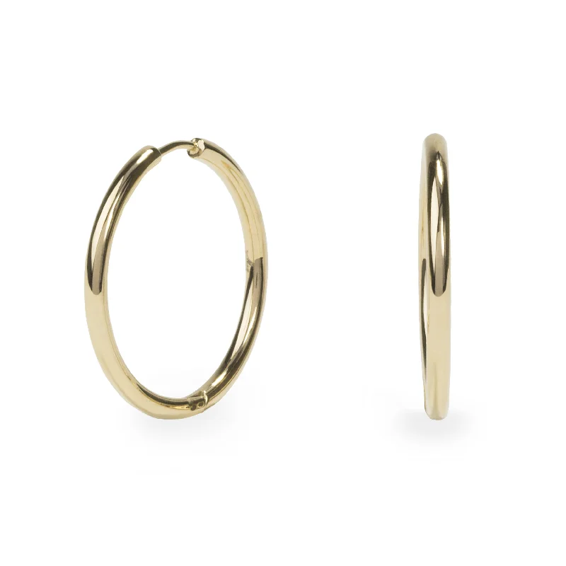 Hoop earrings with cut-out designs for a creative and lightweight effect-Stainless plain hoop earrings 30 mm