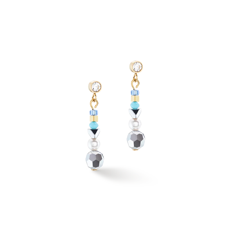 Best hoop earrings with detachable studs for a versatile and adjustable accessory-Earrings Ocean Vibes turquoise gold