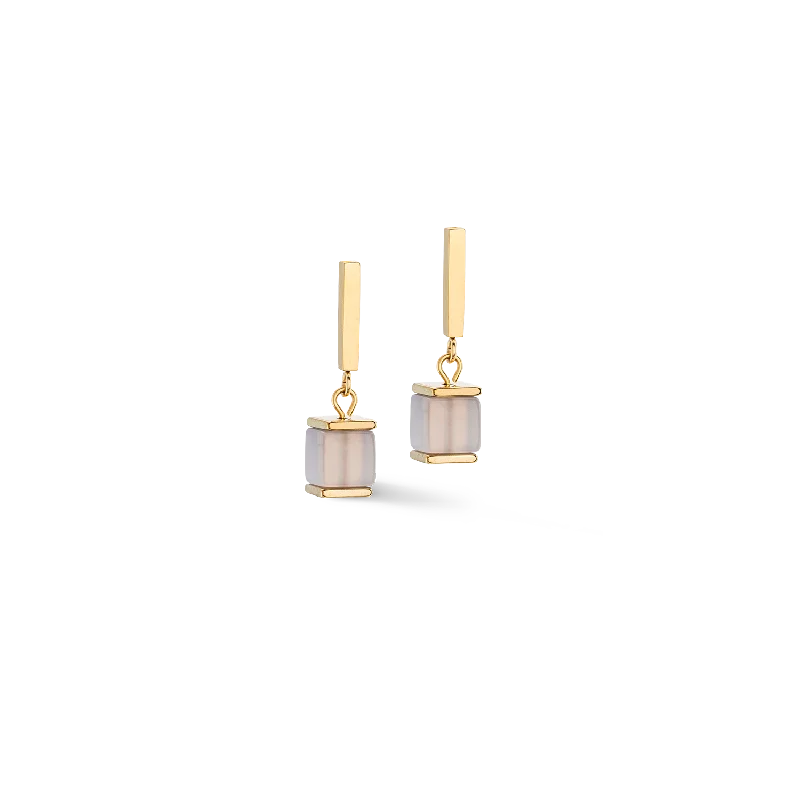 Best hoop earrings with satin ribbons for a soft, feminine appearance-Earrings Precious Statement Cubes grey-peach