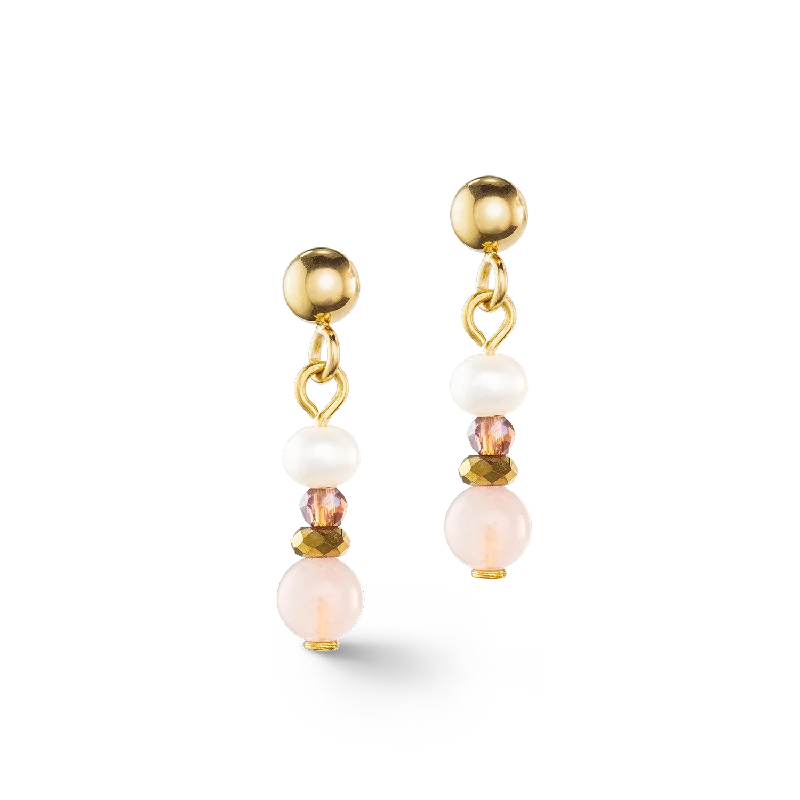 Hoop earrings with abstract shapes for an artistic and creative touch-Earrings Romantic Freshwater Pearls & Rose Quartz gold