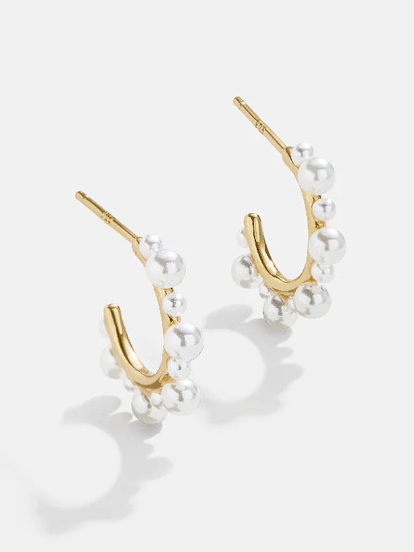 Best hoop earrings with sparkling cubic zirconia for a brilliant, budget-friendly effect-Serena 18K Gold Earrings - White