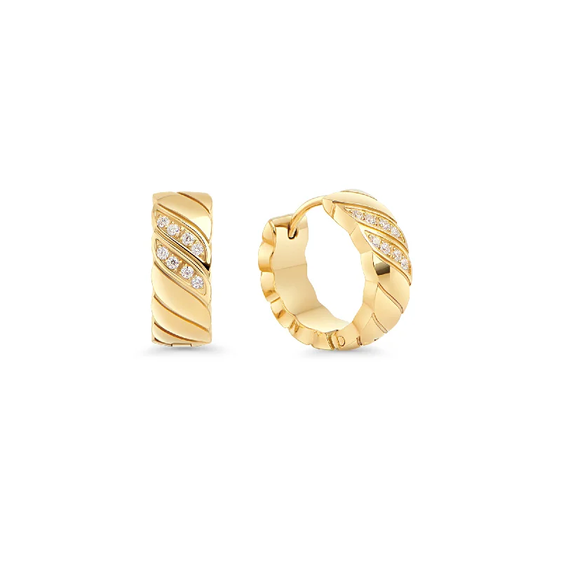 Hoop earrings with polished metal for a shiny and high-quality finish-Emmy II Huggie Earrings