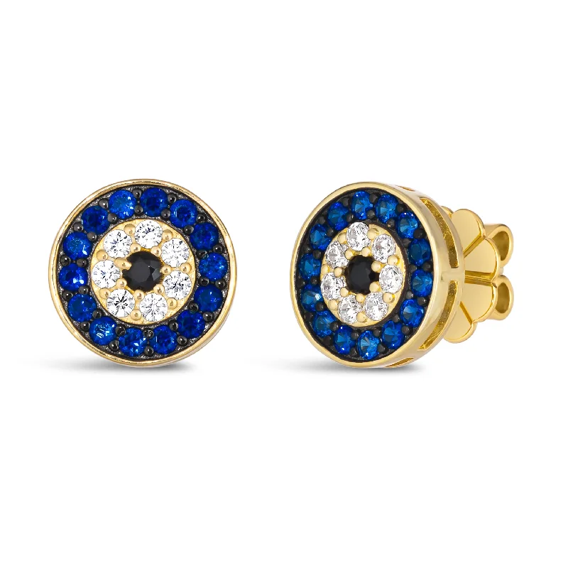 Hoop earrings with floral motifs for a feminine and nature-inspired look-Evil Eye Sapphire Earrings