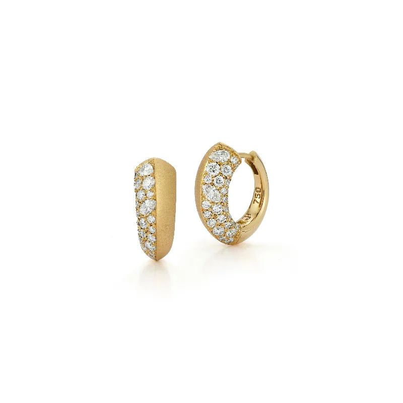 Hoop earrings with a matte finish for a sleek and sophisticated appearance-Frankie Half Diamond Huggies