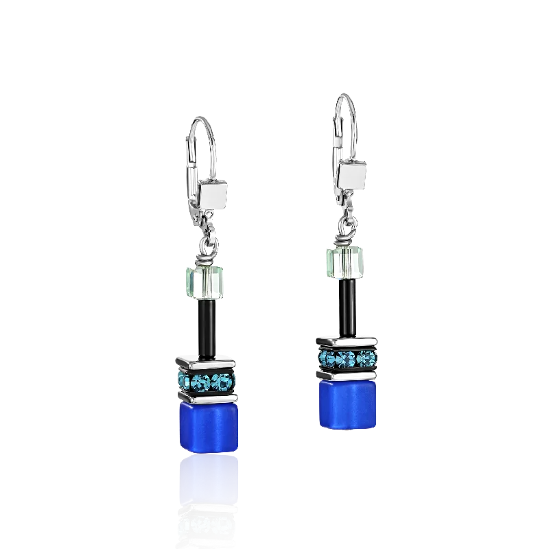 Hoop earrings with hammered copper for a warm and rustic aesthetic-GeoCUBE® Earrings blue-green