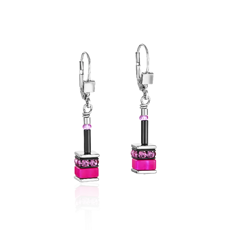 Hoop earrings with rhinestone embellishments for a glamorous and sparkling look-GeoCUBE® Earrings classic polaris & rhinestone multicolour