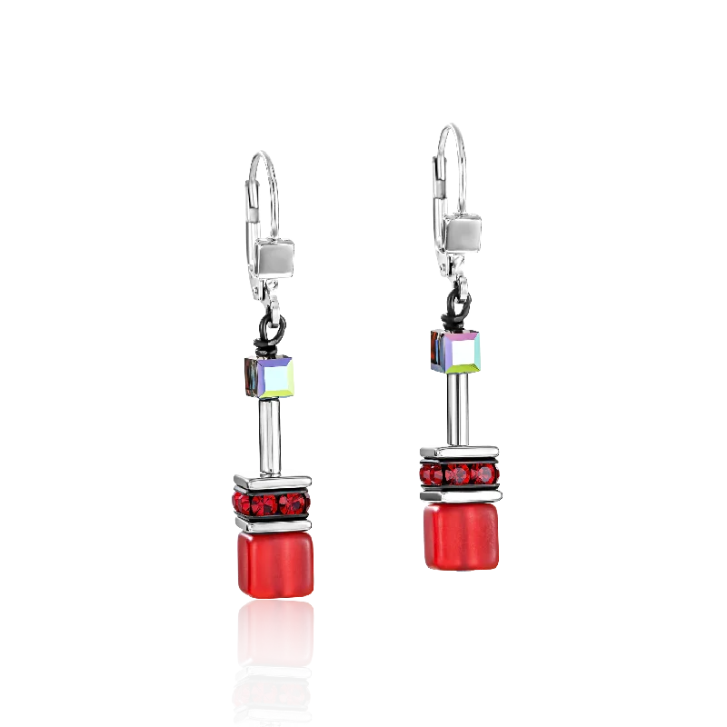 Large hoop earrings for a bold and statement-making fashion accessory-GeoCUBE® Earrings red