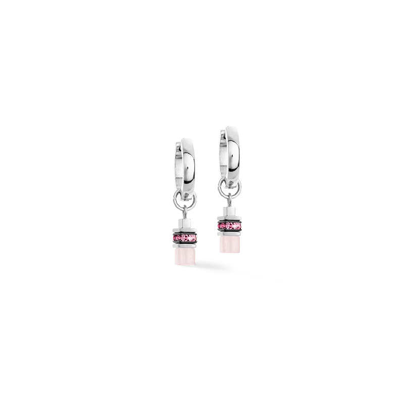 Hoop earrings with polished silver finish for a shiny, modern appeal-GeoCUBE® Fusion Charm hoops silver-pastel