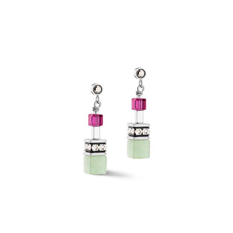 Best hoop earrings with enamel details for a colorful and modern look-GeoCUBE® Fusion earrings Multicolour Gemstone